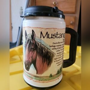 Whirley American Mustang Horse Tumbler Travel Mug Equestrian Cowgirl Vintage